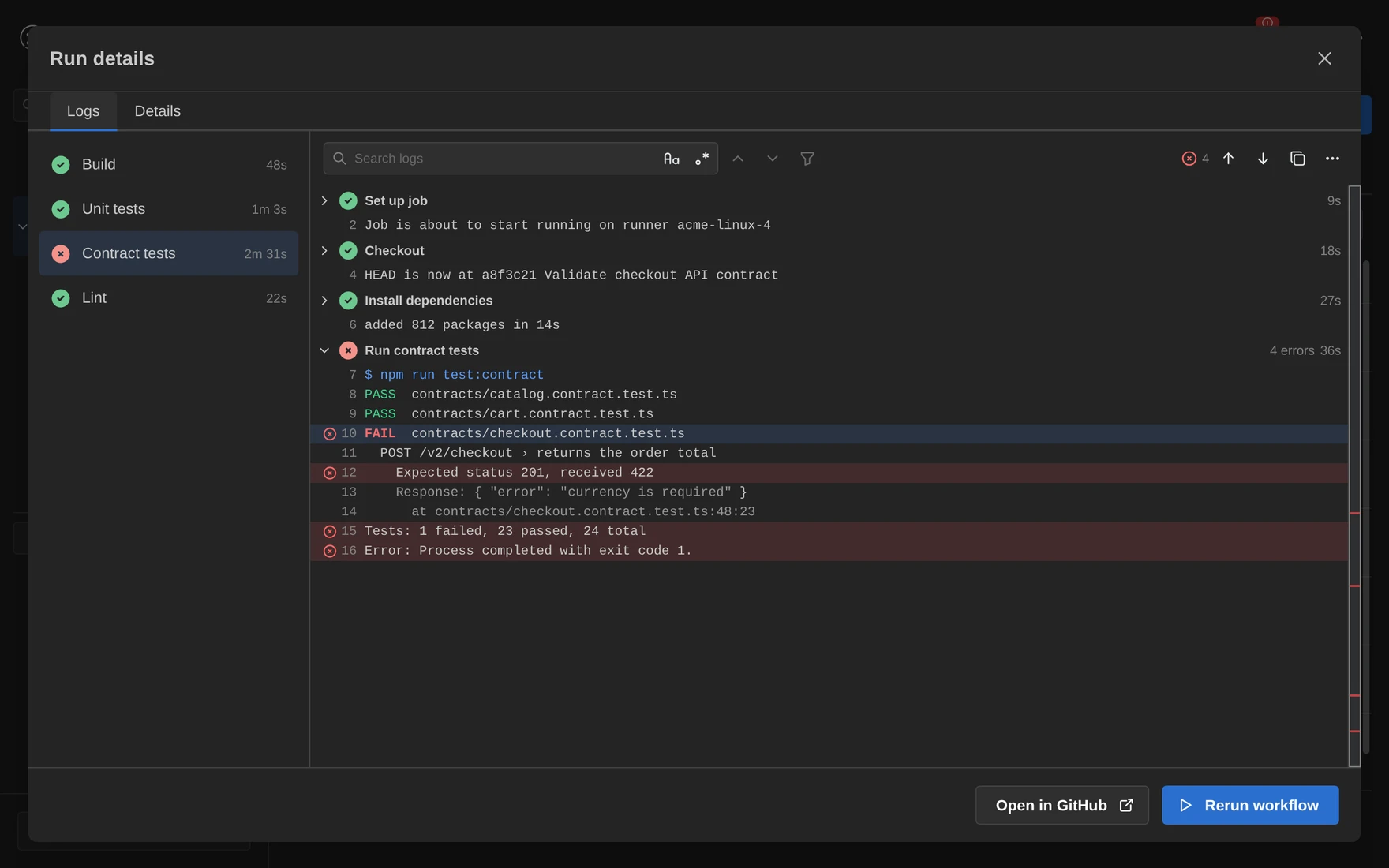 Desktop: Job logs