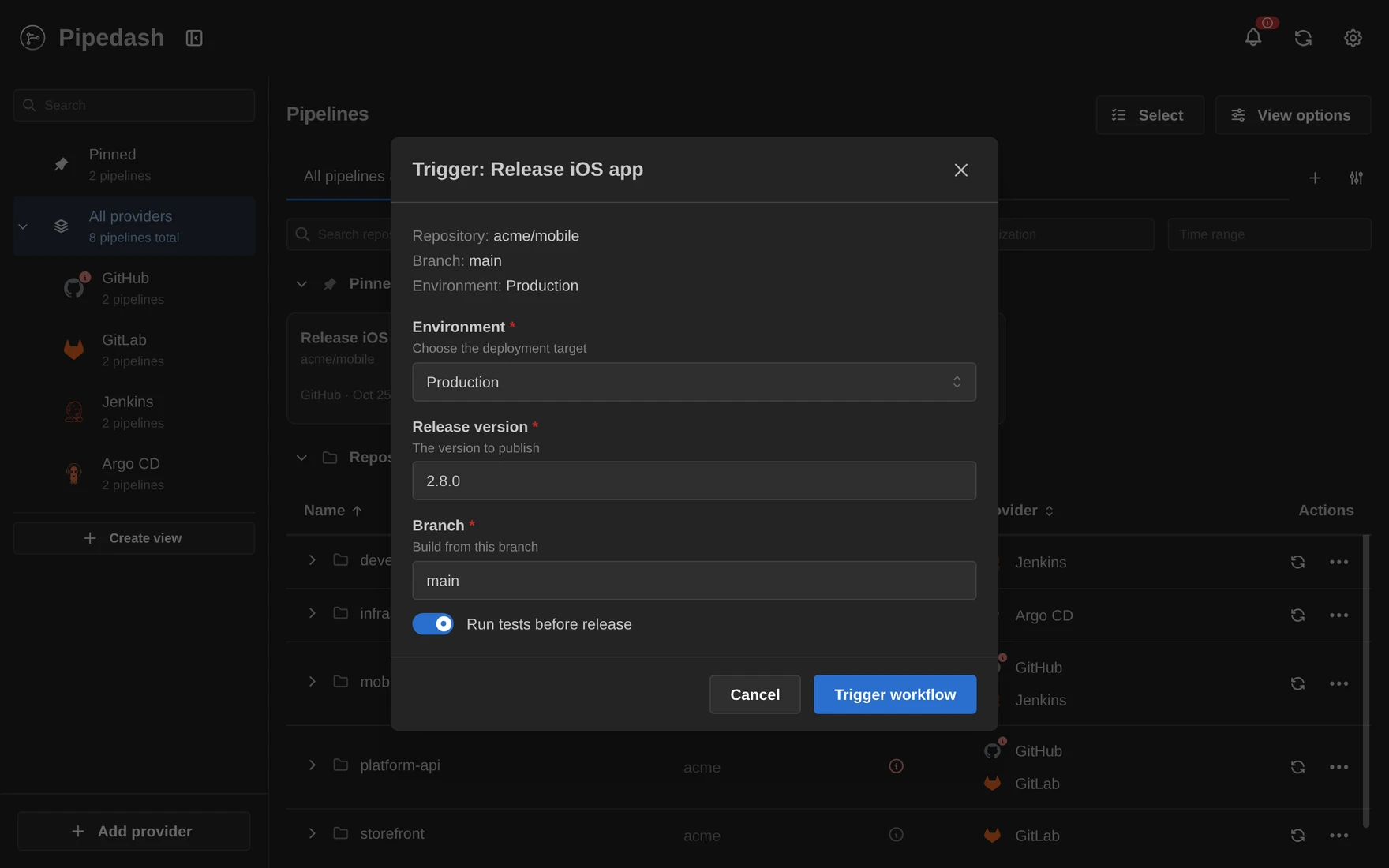 Desktop: Trigger a workflow
