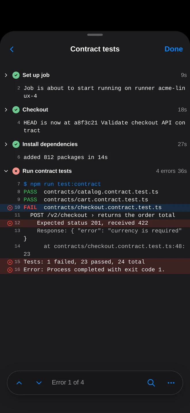 Mobile: Job logs