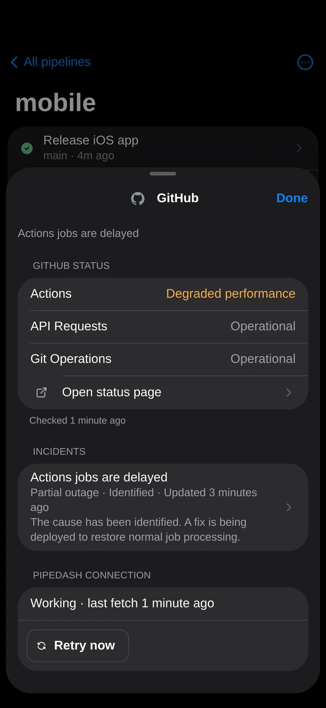 Mobile: Provider status