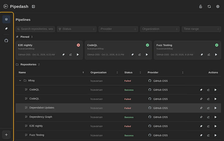Collapsed sidebar